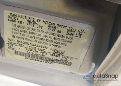 2006 Nissan Sentra 1.8S из США, поврежденный, VIN 3N1CB51D66L642453